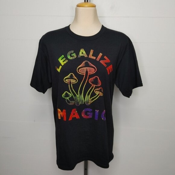 Legalize Magic mushroom black cotton t-shirt M - Picture 2 of 9
